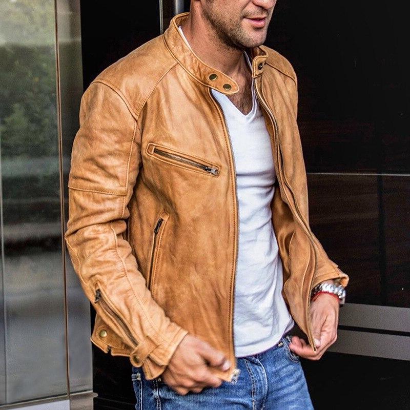 Frederik - Classic Men’s leather Jacket with Zipped Pockets